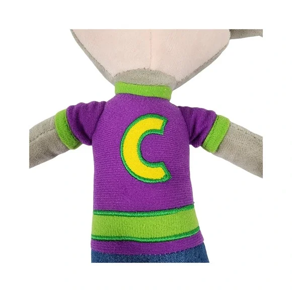 Chuck E. Cheese Plush Stuffed Animal Mouse Mascot Purple Shirt Denim - Picture 2 of 7